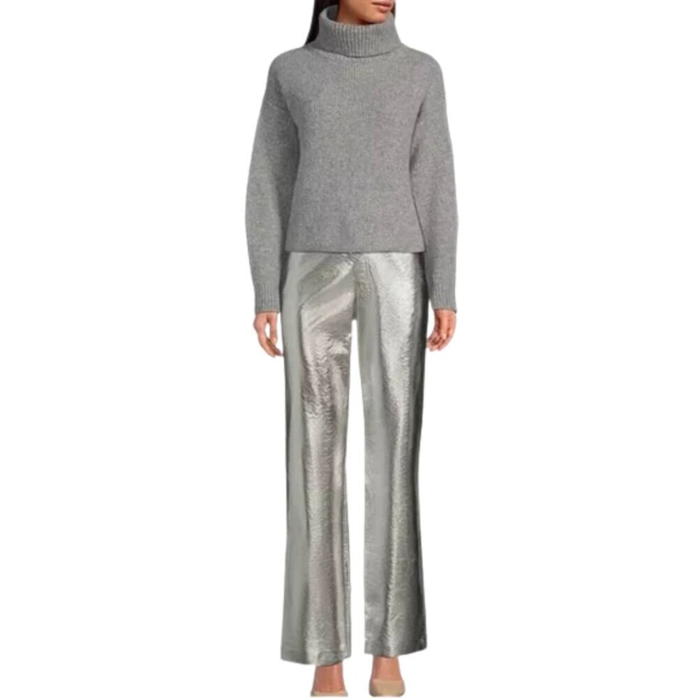 NWT Gianni Bini Tatania Metallic Pants in Silver Sz. 25